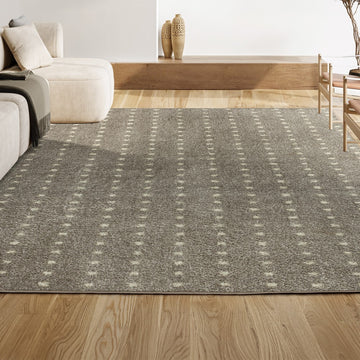 Pele Modern Geometric Dot Shag Area Rug